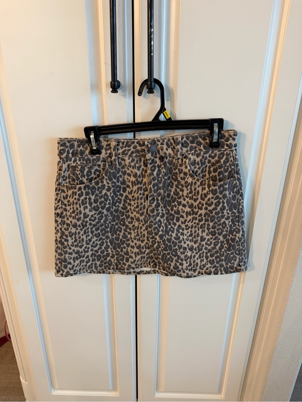 Leopard Print Mini Skirt in Taupe and Black